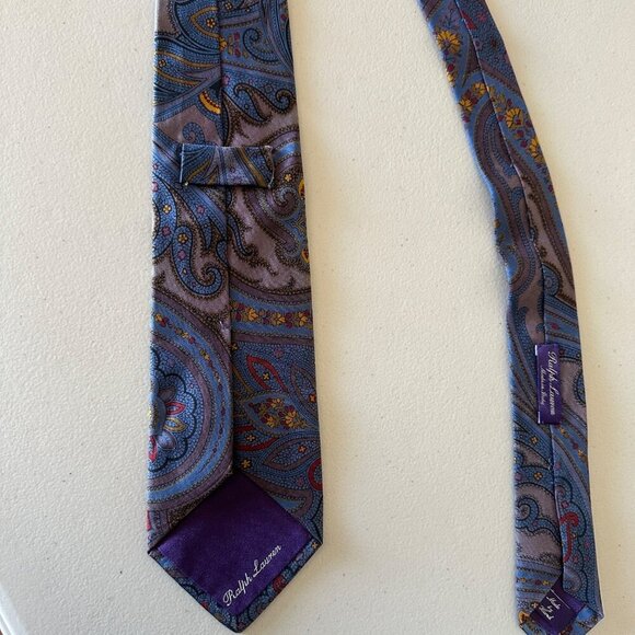 Ralph Lauren Collection Paisley Silk Necktie 60" Made In Italy 100% Silk Handmad - Picture 8 of 11